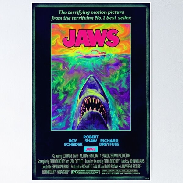 Item preview, Blacklight Vintage Poster | Jaws Movie Poster designed and sold by CMY Designs.