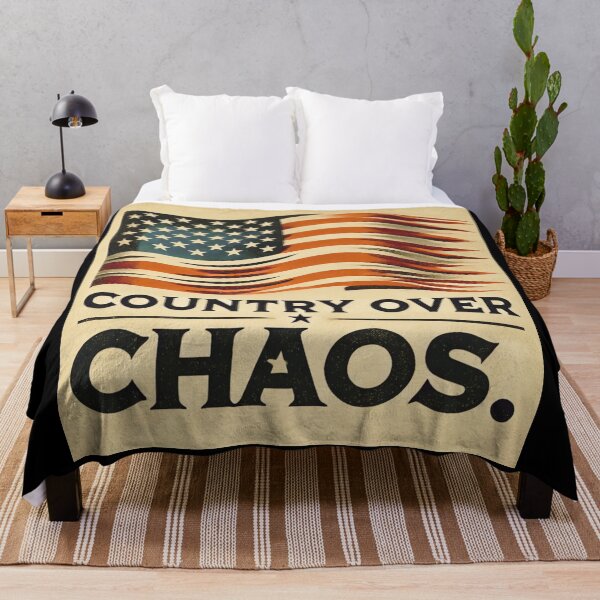 Item preview, Country Over Chaos American Flag Expressionist Art Patriotic Graphic Bold USA Design designed and sold by TEEJAMBOREE.