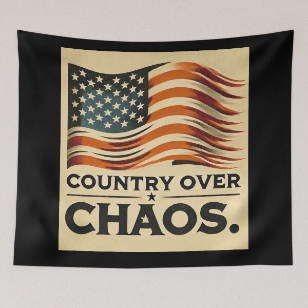 Item preview, Country Over Chaos American Flag Expressionist Art Patriotic Graphic Bold USA Design designed and sold by TEEJAMBOREE.