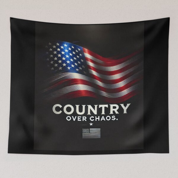 Item preview, Country Over Chaos American Flag Expressionist Art Patriotic Graphic Bold USA Design designed and sold by TEEJAMBOREE.