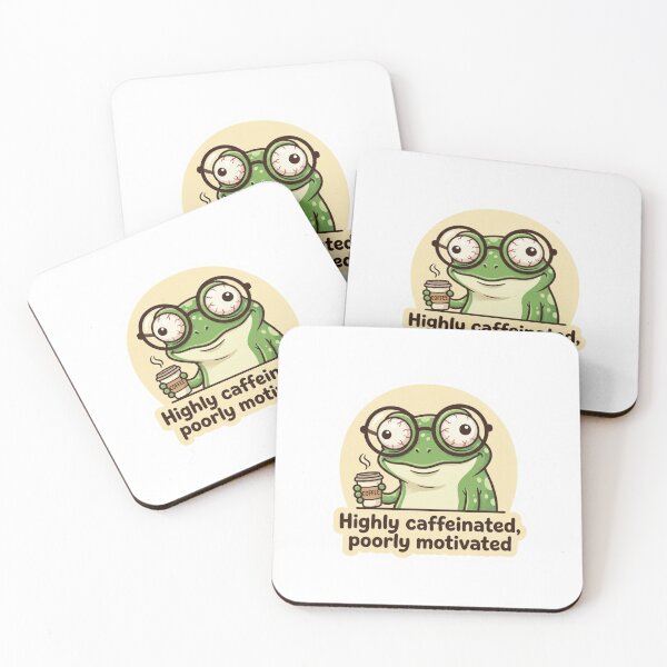 Item preview, Highly Caffeinated Poorly Motivated Funny Frog designed and sold by Mochi-Sprites.