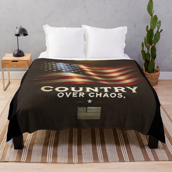 Item preview, Country Over Chaos American Flag Expressionist Art Patriotic Graphic Bold USA Design designed and sold by TEEJAMBOREE.