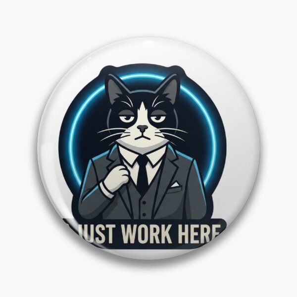 Item preview, I Just Work Here Funny Suit Cat Sticker designed and sold by Mochi-Sprites.
