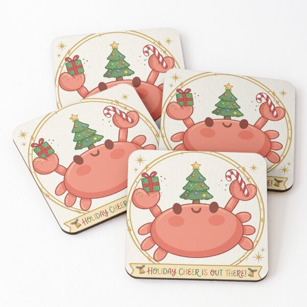 Item preview, Cute Kawaii Christmas Crab – Chasing Giggles & Holiday Bliss Illustration designed and sold by Stickivo.