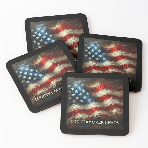 Item preview, Country Over Chaos American Flag Expressionist Art Patriotic Graphic Bold USA Design designed and sold by TEEJAMBOREE.