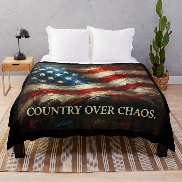 Item preview, Country Over Chaos American Flag Expressionist Art Patriotic Graphic Bold USA Design designed and sold by TEEJAMBOREE.