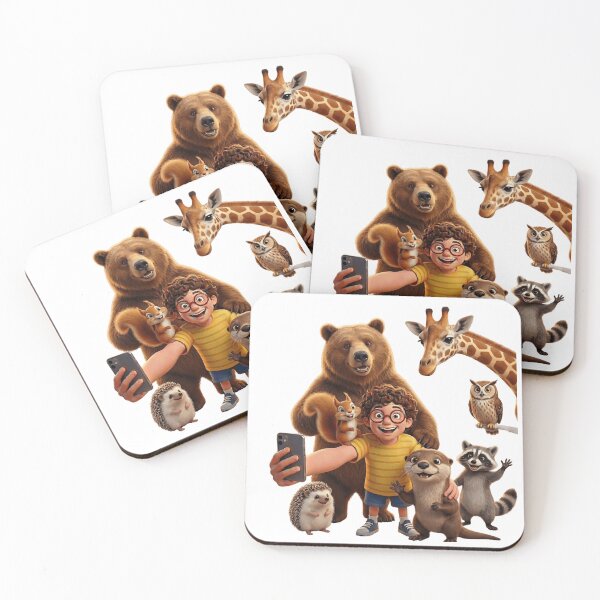 Item preview, Funny Animal Selfie Squad Cartoon Design – Cute Wildlife Friends Group Photo Illustration designed and sold by Art Wave Studio.