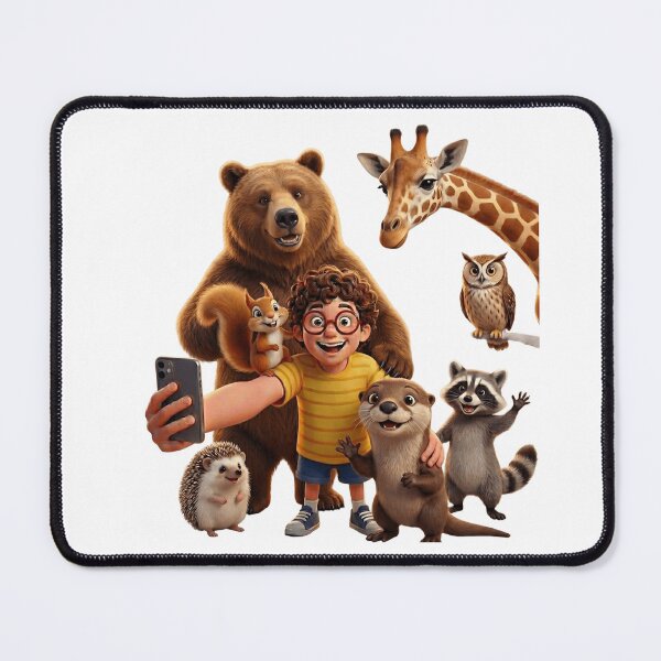 Item preview, Funny Animal Selfie Squad Cartoon Design – Cute Wildlife Friends Group Photo Illustration designed and sold by Art Wave Studio.