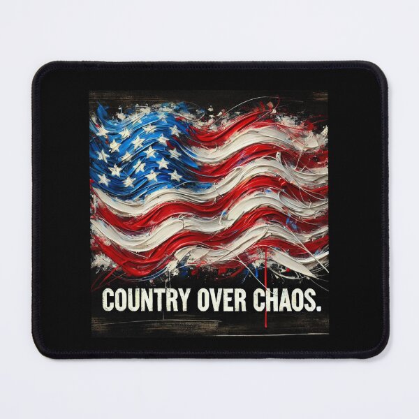 Item preview, Country Over Chaos American Flag Expressionist Art Patriotic Graphic Bold USA Design designed and sold by TEEJAMBOREE.