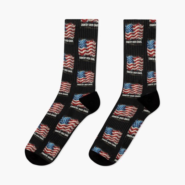 Item preview, Country Over Chaos American Flag Expressionist Art Patriotic Graphic Bold USA Design designed and sold by TEEJAMBOREE.