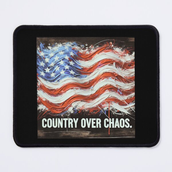 Item preview, Country Over Chaos American Flag Expressionist Art Patriotic Graphic Bold USA Design designed and sold by TEEJAMBOREE.