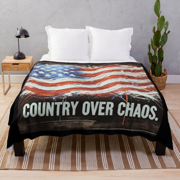 Item preview, Country Over Chaos American Flag Expressionist Art Patriotic Graphic Bold USA Design designed and sold by TEEJAMBOREE.