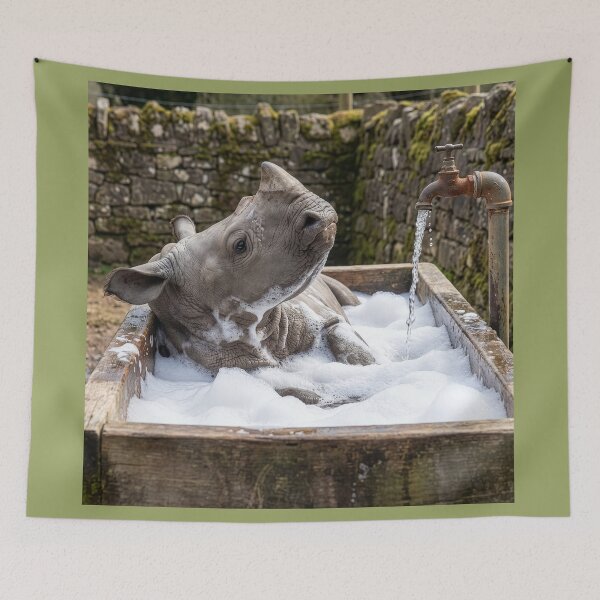 Item preview, Baby Rhinoceros Takes an English Country Bath designed and sold by Tridentulus.