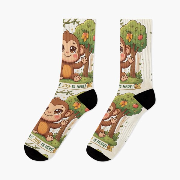 Item preview, Happy Jungle Monkey – Cute Baby Simian & Tropical Fruit Tree Illustration designed and sold by Stickivo.