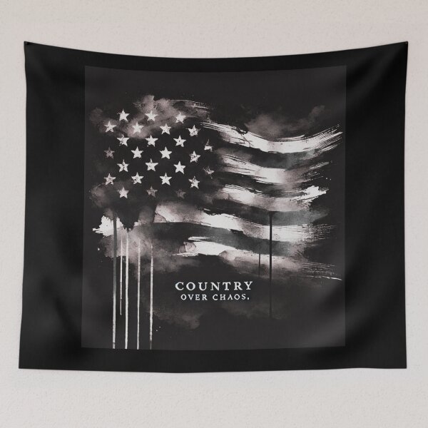 Item preview, Country country Over Chaos American Flag Expressionist Art Patriotic Graphic Bold USA Design designed and sold by TEEJAMBOREE.