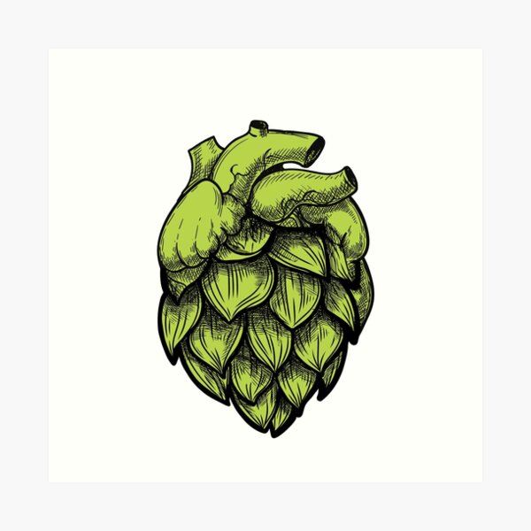 Heart Shaped Hops green Art Print