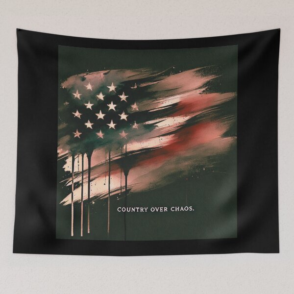 Item preview, Country country Over Chaos American Flag Expressionist Art Patriotic Graphic Bold USA Design designed and sold by TEEJAMBOREE.