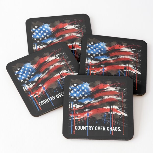 Artikelvorschau, Land über Chaos Amerikanische Flagge Expressionistische Kunst Patriotische Grafik Mutiges USA-Design entworfen und verkauft von TEEJAMBOREE.