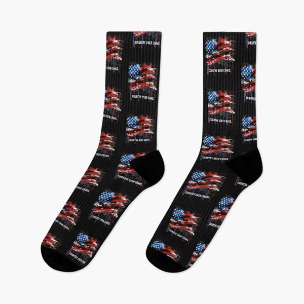 Item preview, country Over Chaos American Flag Expressionist Art Patriotic Graphic Bold USA Design designed and sold by TEEJAMBOREE.