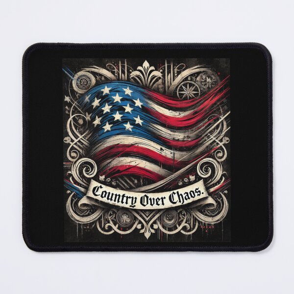 Item preview, country Over Chaos American Flag Expressionist Art Patriotic Graphic Bold USA Design designed and sold by TEEJAMBOREE.
