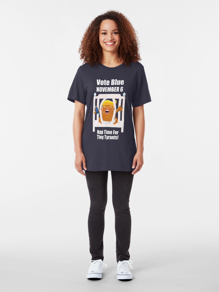Alternate view of Trump Baby Balloon Blimp Vote Blue Tiny Tyrants Slim Fit T-Shirt