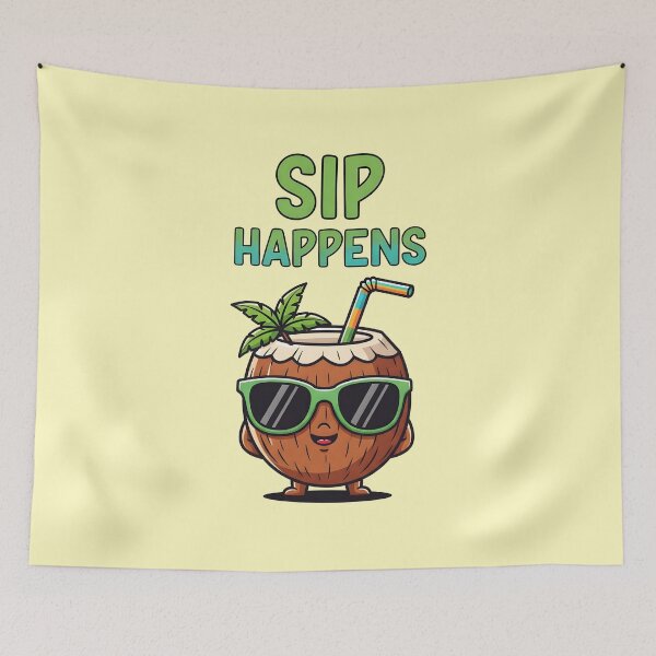 Item preview, Sip Happens – Funny Coconut Drink Summer Design designed and sold by Sea Gem.