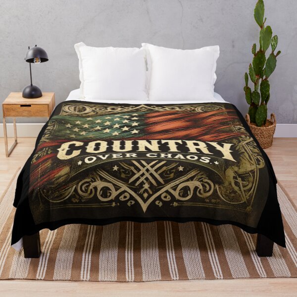 Item preview, country Over Chaos American Flag Expressionist Art Patriotic Graphic Bold USA Design designed and sold by TEEJAMBOREE.