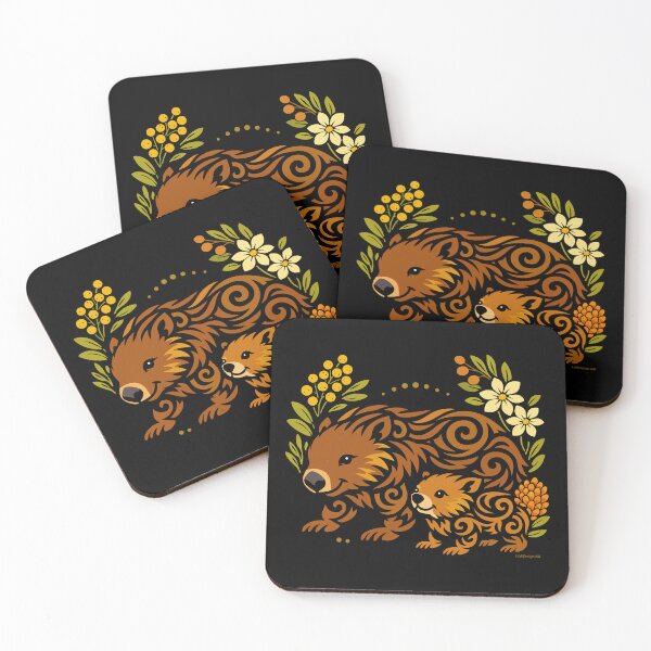 Item preview, Mother and Joey Wombat – Australian Tribal Flora Art designed and sold by LMIdesigns.