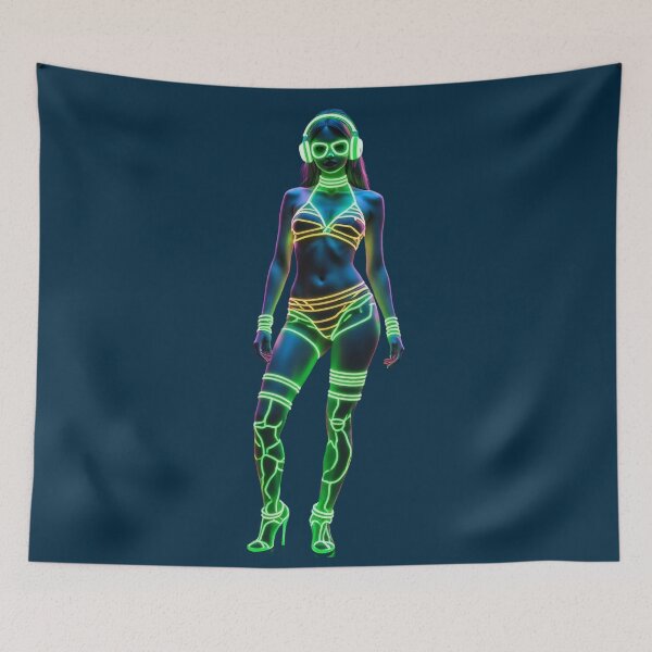 Item preview, Neon Glow Girl Wearing Glowing DJ Club Costume designed and sold by CMY Designs.