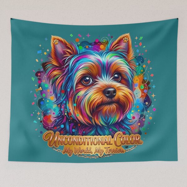 Item preview, Psychedelic Yorkie Pop Art – Unconditional Color Confetti Terrier designed and sold by Good Vibes .