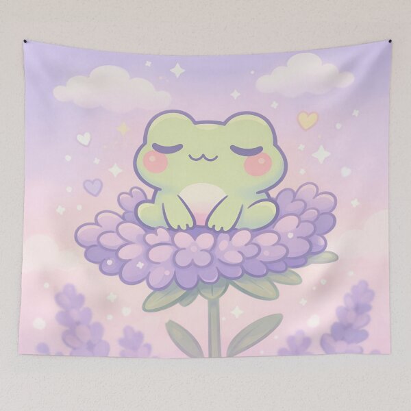 Item preview, Zen Frog on Kawaii Purple Flower designed and sold by EsenciaZen.