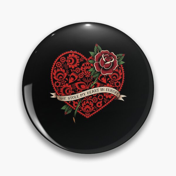 Item preview, She Stole My Heart In Europe Folk Art Heart and Rose designed and sold by SlavicKemp.