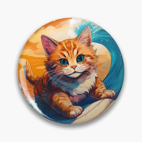 Item preview, Kitty Surf Camp Japanese Wave Art designed and sold by thelivingrp.