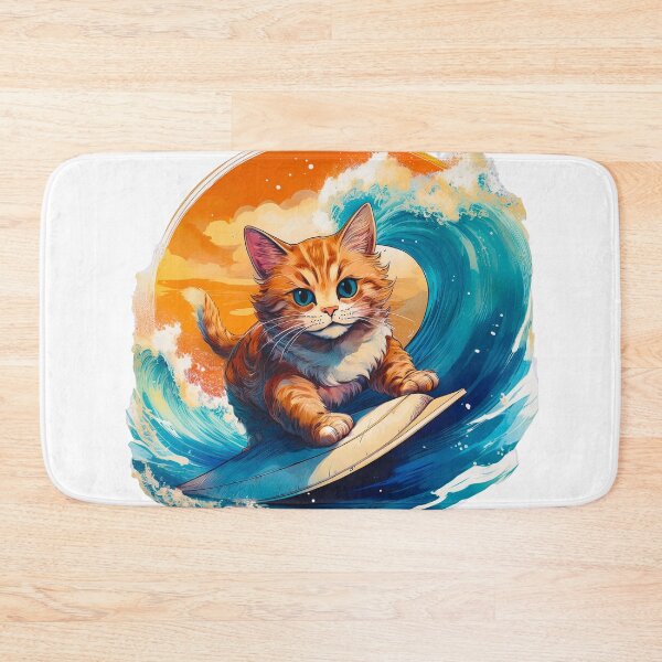 Item preview, Kitty Surf Camp Japanese Wave Art designed and sold by thelivingrp.