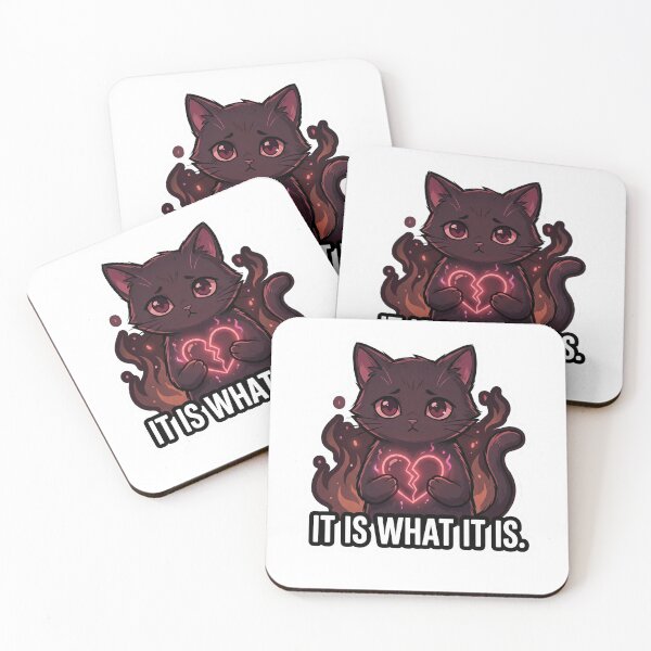 Item preview, It Is What It Is Broken Heart Cat Sticker designed and sold by CozyThreadArt.
