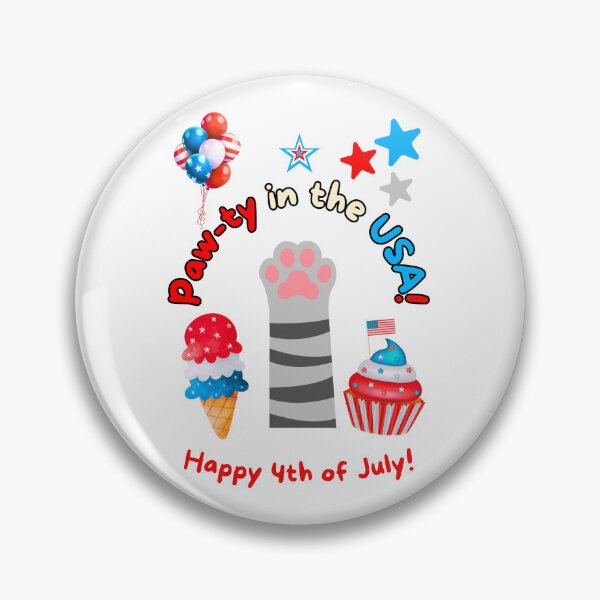 Item preview, 4th of July Gray Cat Paw-ty in the USA designed and sold by MYCatStuff.