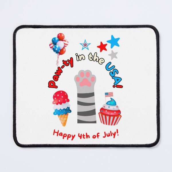 Item preview, 4th of July Gray Cat Paw-ty in the USA designed and sold by MYCatStuff.