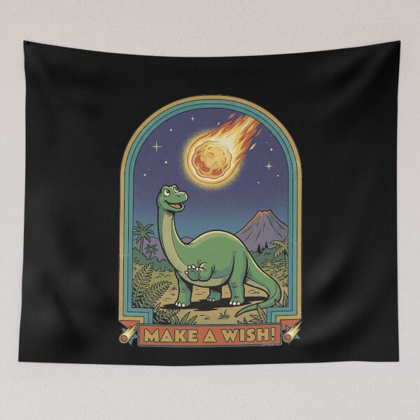 Item preview, Funny Retro Dinosaur Meteor Make A Wish designed and sold by k3rstman1.