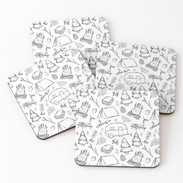 Item preview, Camping Pattern - Black & White designed and sold by SelenaElleen.