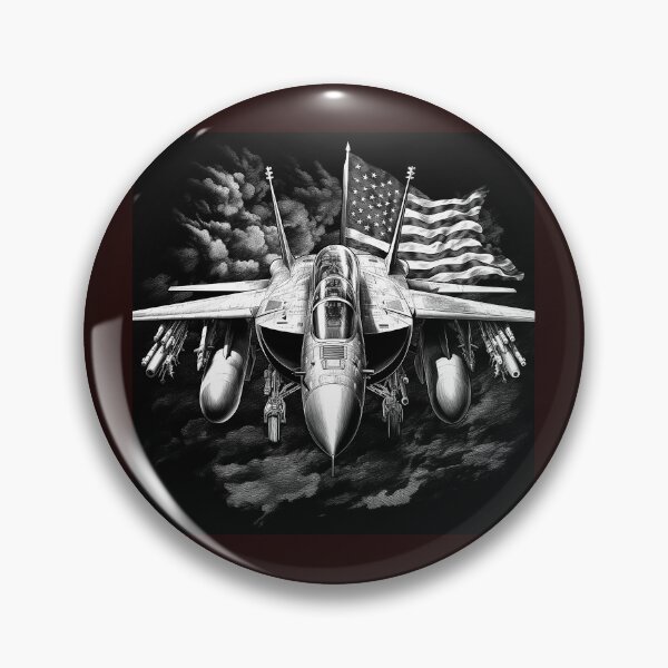 Item preview, Patriotic Fighter Jet | Black and White American Military Aircraft Illustration designed and sold by inkoutninja.