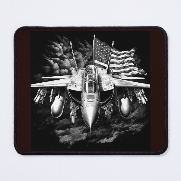 Item preview, Patriotic Fighter Jet | Black and White American Military Aircraft Illustration designed and sold by inkoutninja.