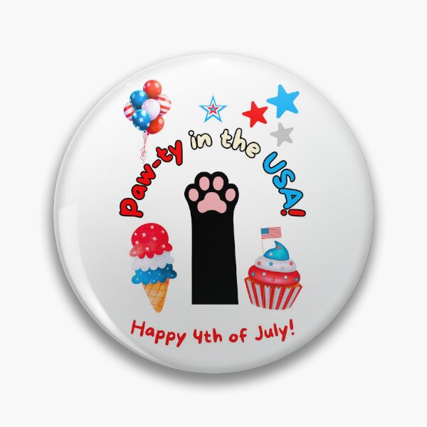 Item preview, 4th of July Black Cat Paw-ty in the USA designed and sold by MYCatStuff.