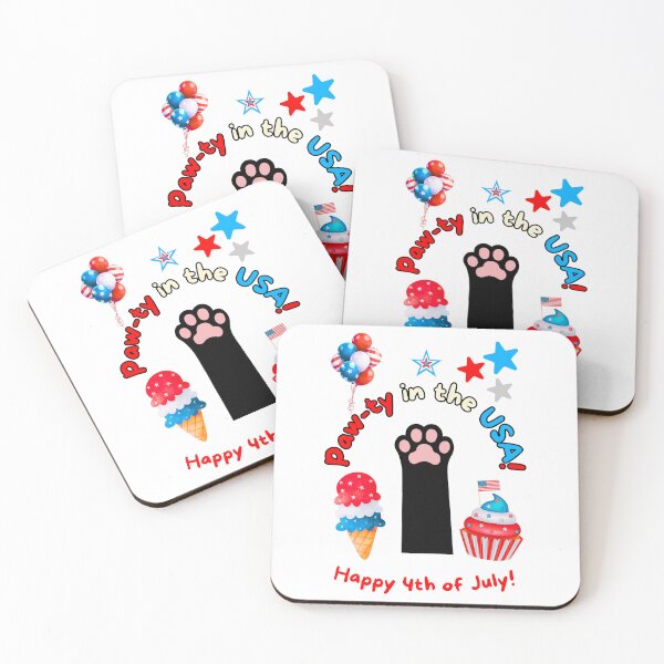 Item preview, 4th of July Black Cat Paw-ty in the USA designed and sold by MYCatStuff.
