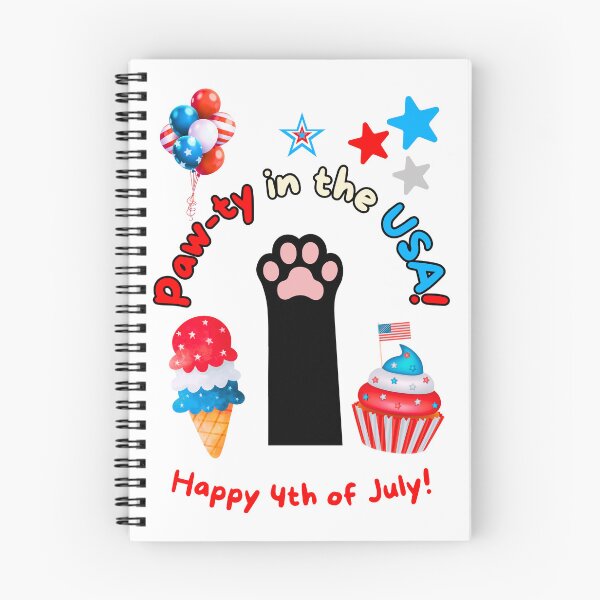 Item preview, 4th of July Black Cat Paw-ty in the USA designed and sold by MYCatStuff.