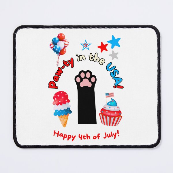 Item preview, 4th of July Black Cat Paw-ty in the USA designed and sold by MYCatStuff.