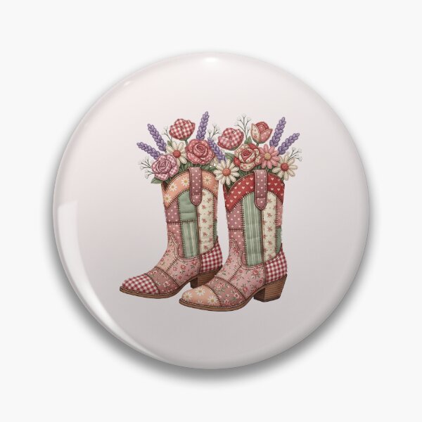 Item preview, Patchwork Cowgirl Boots Quilted Western Floral Boho Art designed and sold by BVDigitalArt.