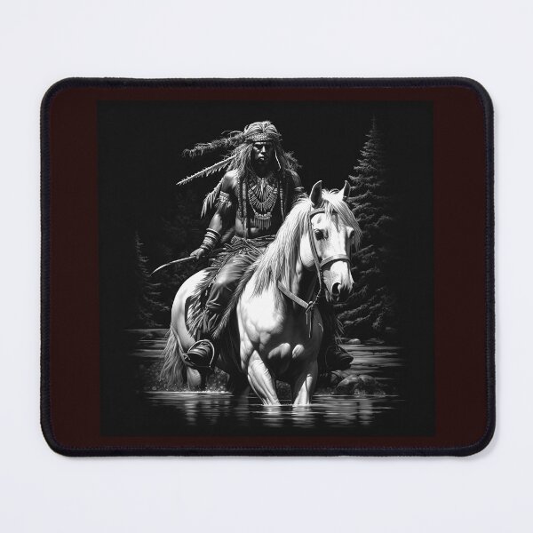 Item preview, Monochrome Horseback Warrior | Dramatic Western Rider Illustration designed and sold by inkoutninja.