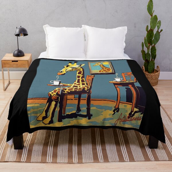 Item preview, Elegant Giraffe Drinking Tea in Surreal Pop Interior designed and sold by Artisticanvas.