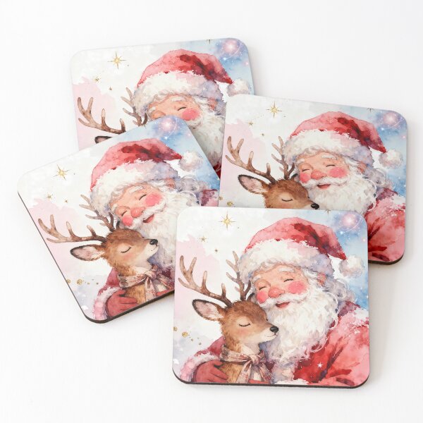 Item preview, Santa and Reindeer Christmas Eve Art designed and sold by soulfulpalette.