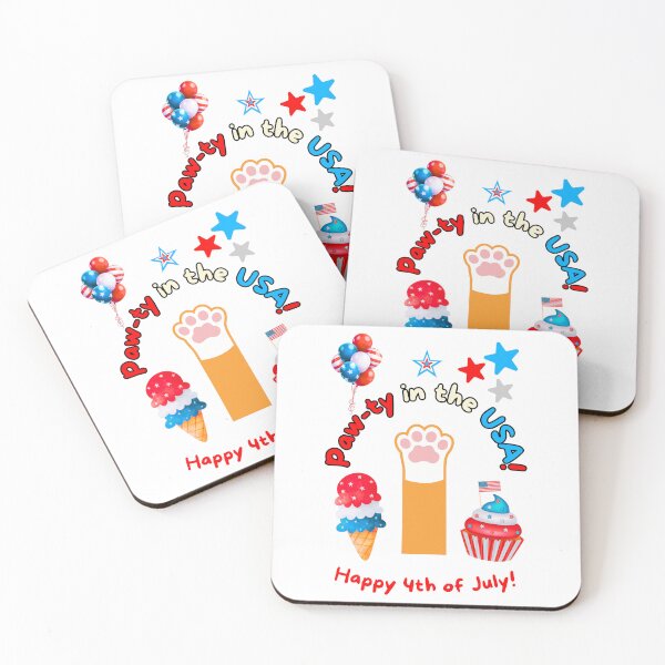 Item preview, 4th of July Orange Cat Paw-ty in the USA designed and sold by MYCatStuff.